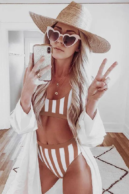 Venice Beach Boardwalk Retro Striped Bikini Low-rise thong bikini, Sexy, Comfortable, Trendy