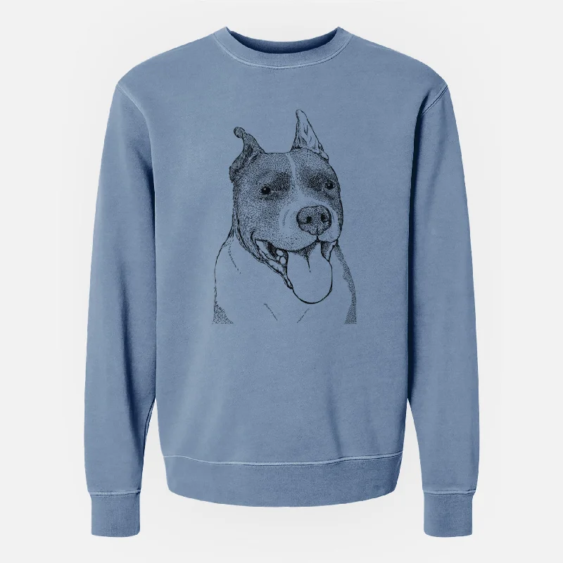 Bare Piggy the American Staffordshire Terrier - Unisex Pigment Dyed Crew Sweatshirt Hoodie with Sequins Glamorous Eye-catching