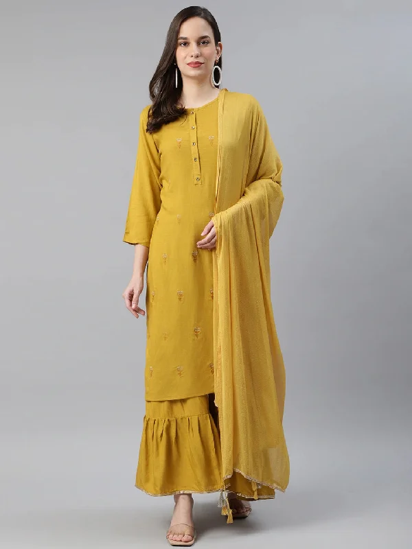 Women's Cotton Printed Kurta Pant Dupatta Set - Ahika Chic Capri Pants