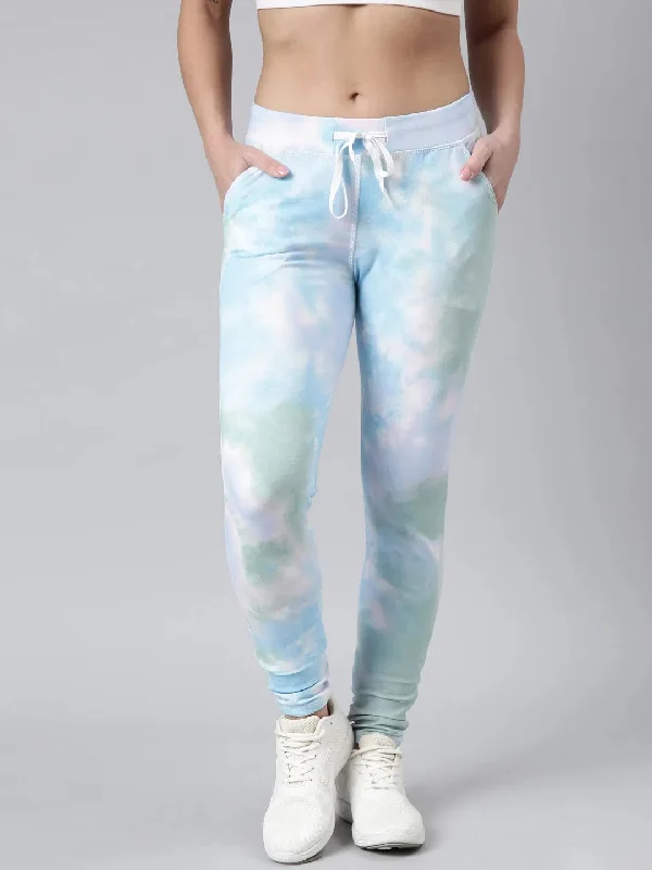 Women Abstract Slim Fit Blue Track Pant-AF-1773-Blue Formal Linen Trousers