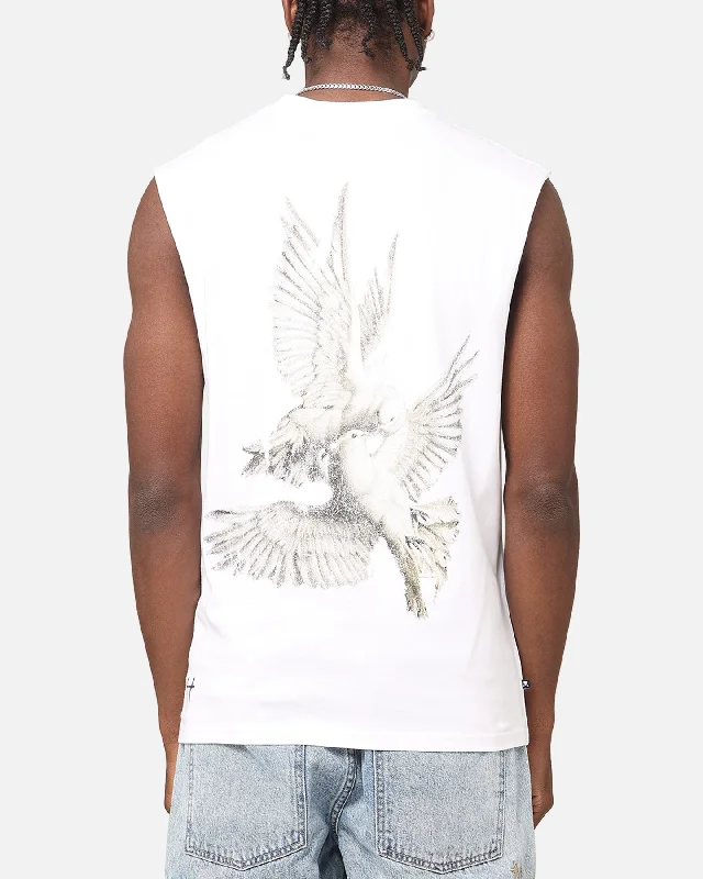 Saint Morta Doves Oversized Muscle T-Shirt White-- Elasticated Padded Insulated