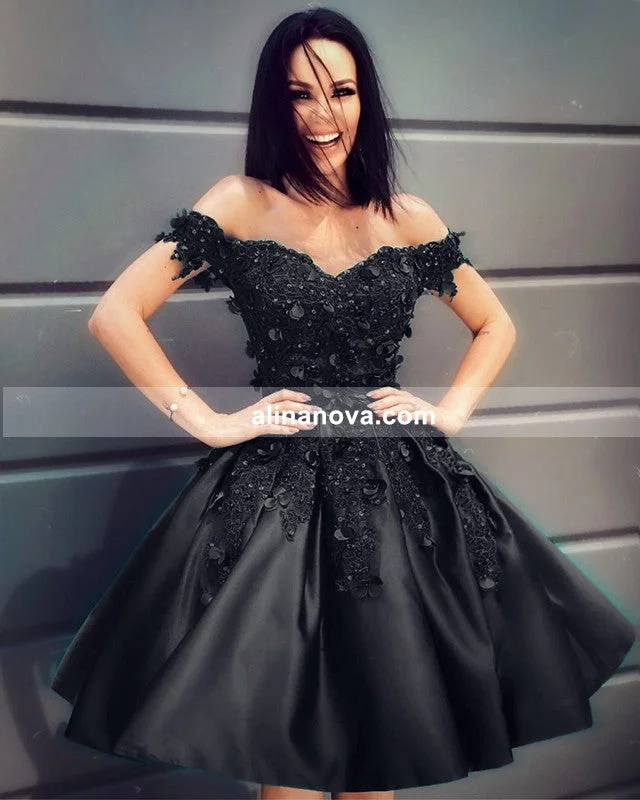 Short Prom Dresses Satin Appliques Off Shoulder Tunics Denim casual