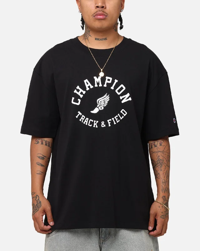 Champion Heritage Collegiate Track And Field T-Shirt Black-- Solid Color Striped Floral