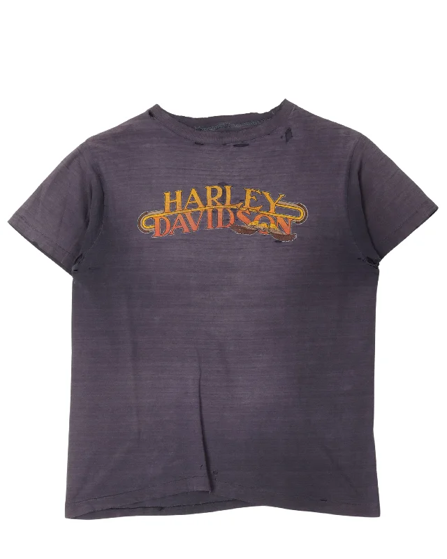 Faded Harley T-Shirt-- Hooded Caped Shawl Collar