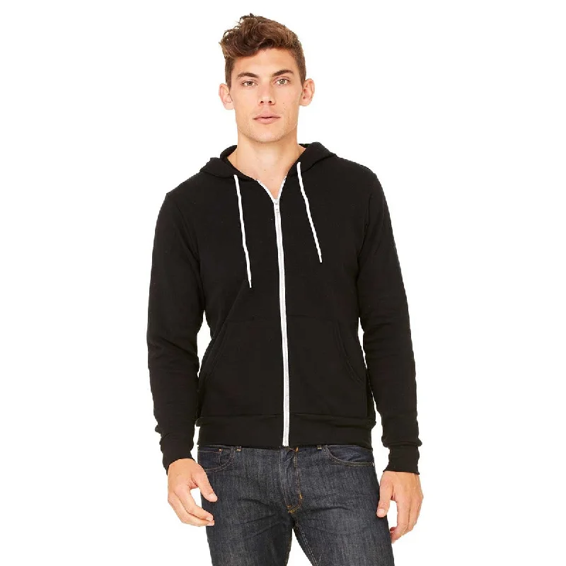 Bella + Canvas Unisex Black Full-Zip Hoodie Hoodie with Stripes Bold Sporty