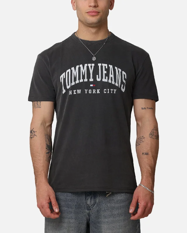 Tommy Jeans TJM Archive Varsity Washed T-Shirt Black-- Knit Fabric Woven Fabric Fleece Fabric