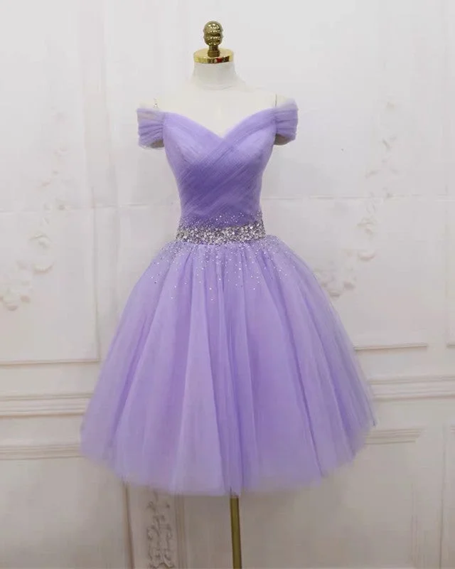 Short Tulle Off Shoulder Beaded Homecoming Dresses Tunics Sale discount