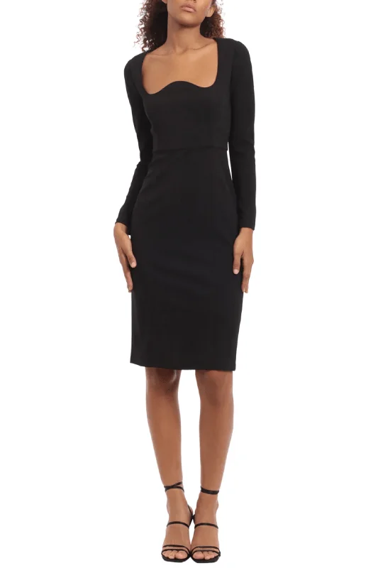 Donna Morgan D8218M - Long Sleeve Plain Evening Dress Tunics Formal black