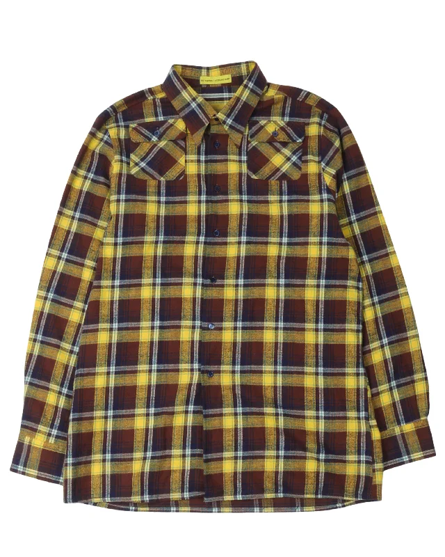 Sterling Ruby Cotton Flannel Shirt-- Houndstooth Herringbone Solid