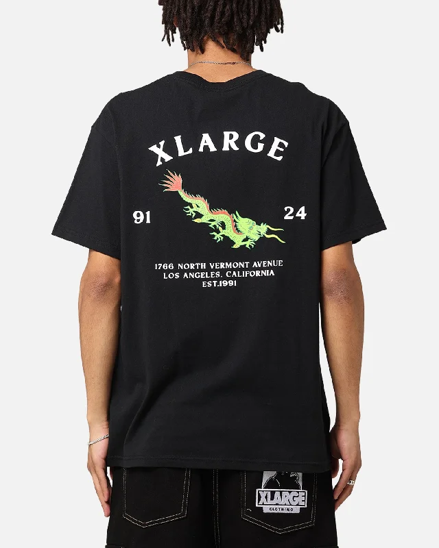 X-Large Getaway T-Shirt Solid Black-- Notch Collar Peter Pan Collar Cowl Neck