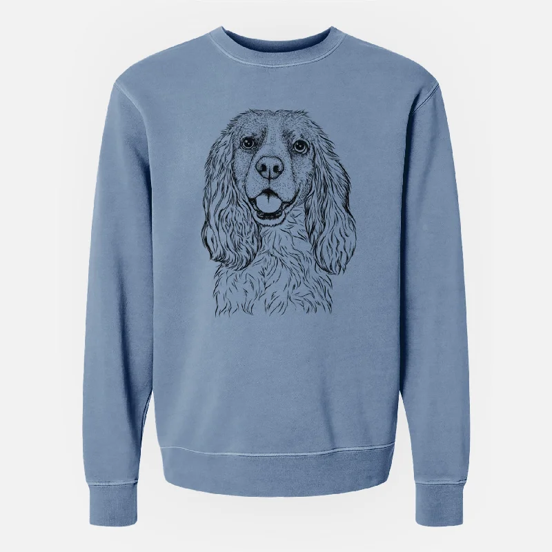 Bare Perry the Cockalier - Unisex Pigment Dyed Crew Sweatshirt Hoodie with Drop Shoulder Relaxed Streetwear