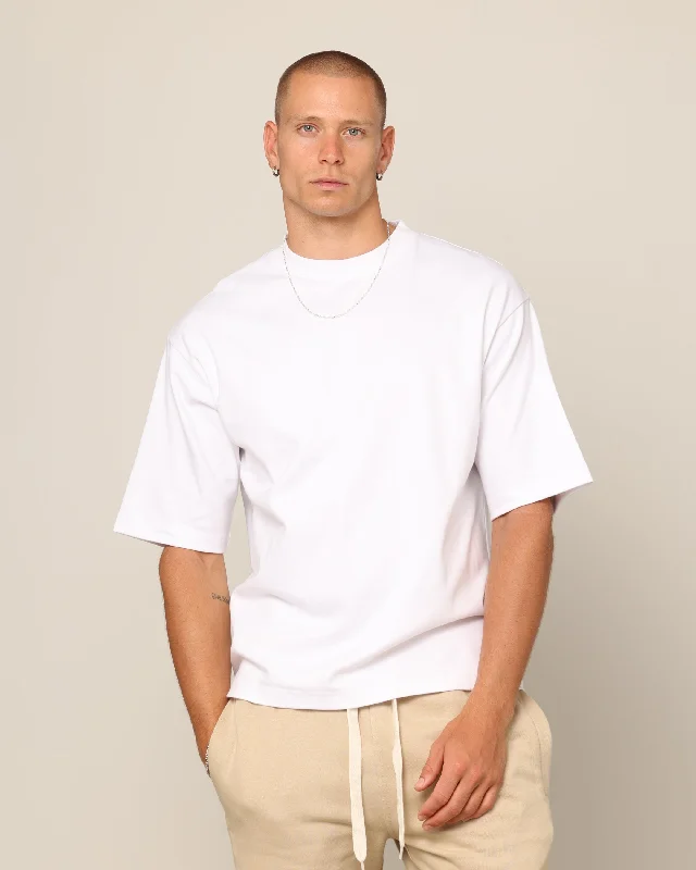 Carré Blanc Boxy T-Shirt White-- Nylon Fabric Polyester Fabric Spandex Fabric