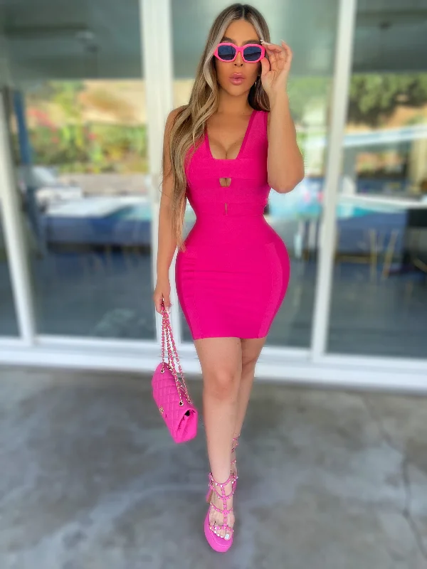 Dallas Bandage Dress (Pink ) Tunics stripes playful