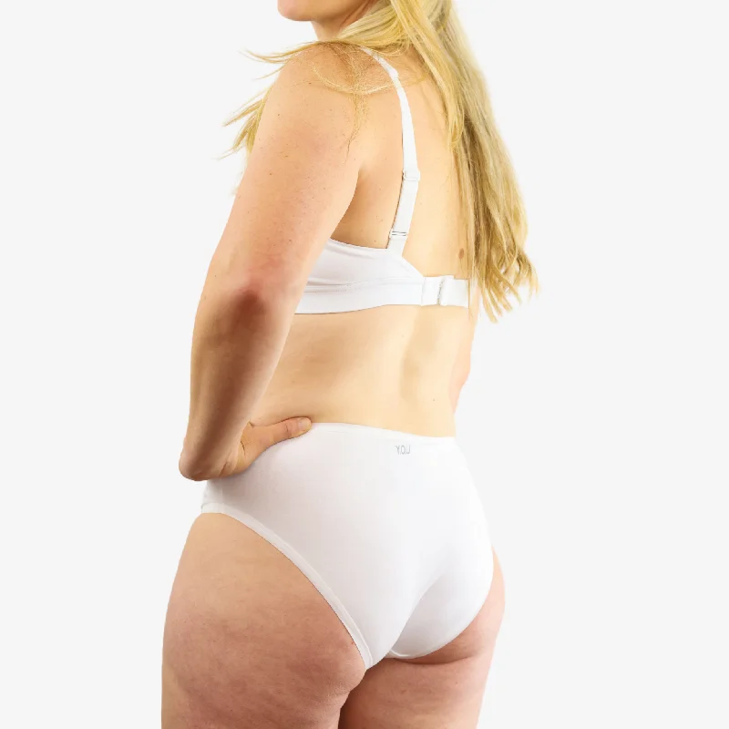 Women's organic cotton mid-rise bikini bottoms in white Two-tone bikini, Bold, Trendy, Chic