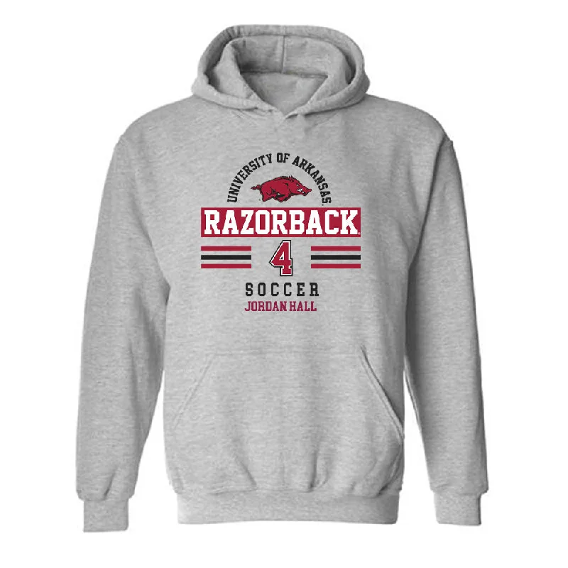 Arkansas - NCAA Women's Soccer : Jordan Hall - Classic Fashion Shersey Hooded Sweatshirt Hoodie with Pattern Geometric Abstract