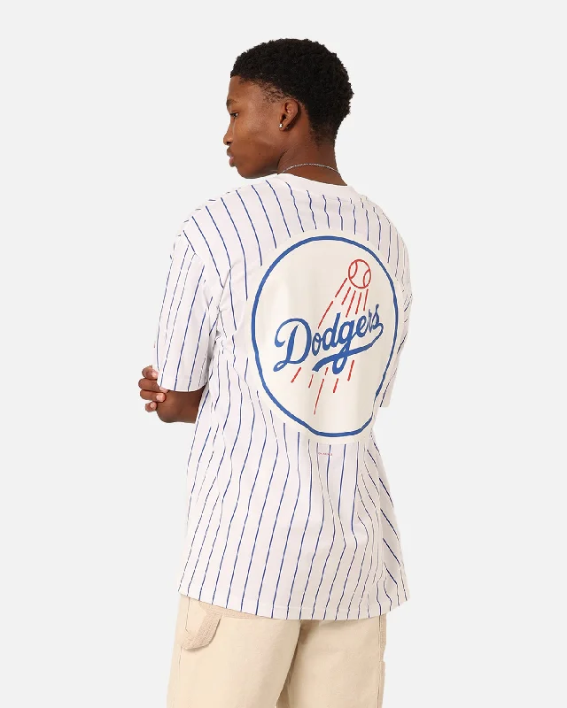 New Era Los Angeles Dodgers T-Shirt White Pinstripe -- Basic T-Shirt Crew Neck Short Sleeve