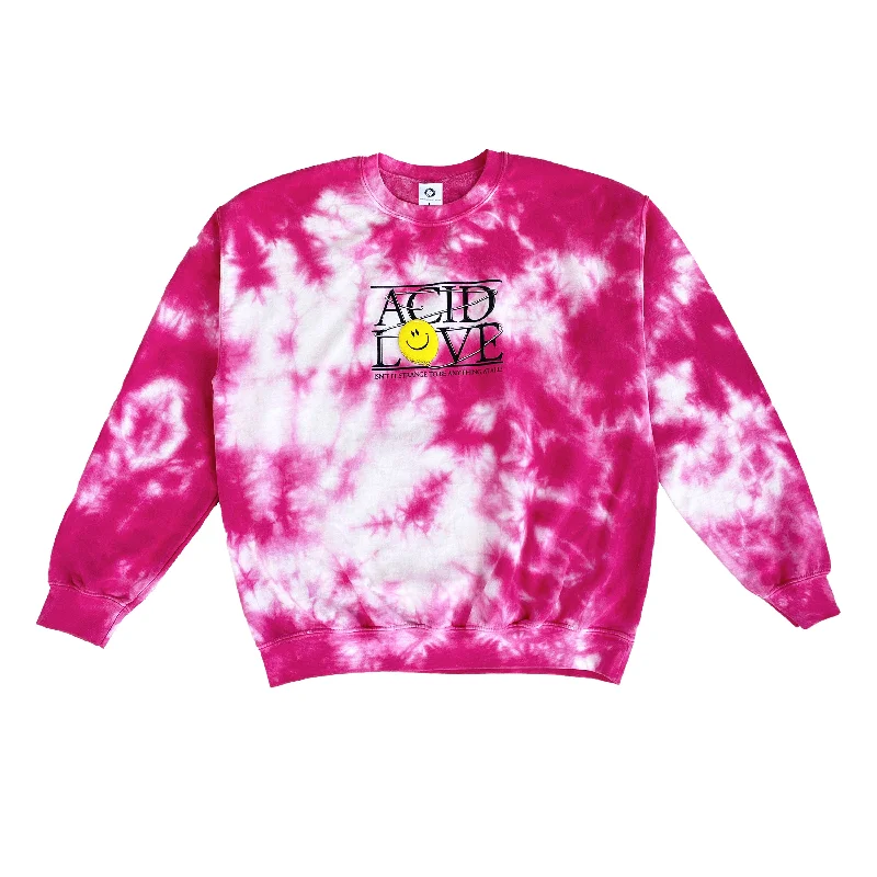 Acid Love 0.06 'Floating Points' Sweatshirt - Tie Dye Azalea Pink Hoodie with Fur Luxurious Winter