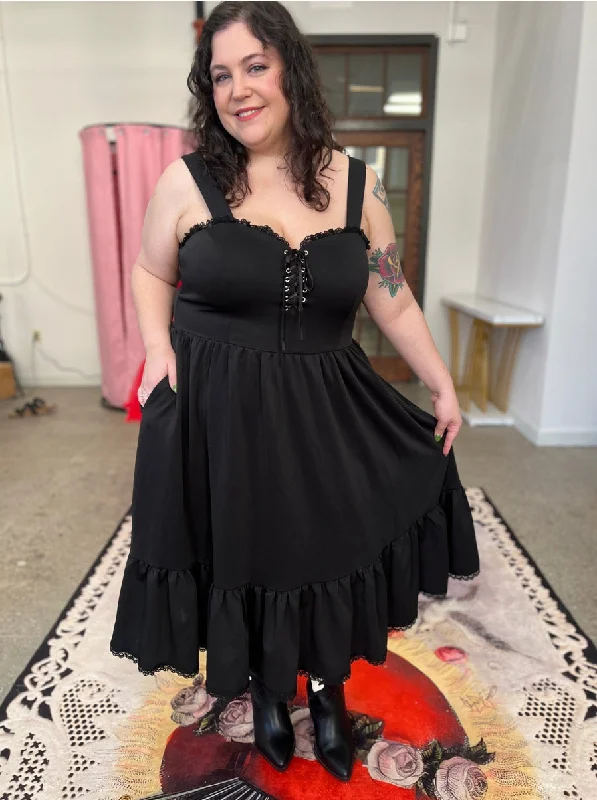 Heidi Swing Dress in Black by Wax Poetic Tunics Spring floral