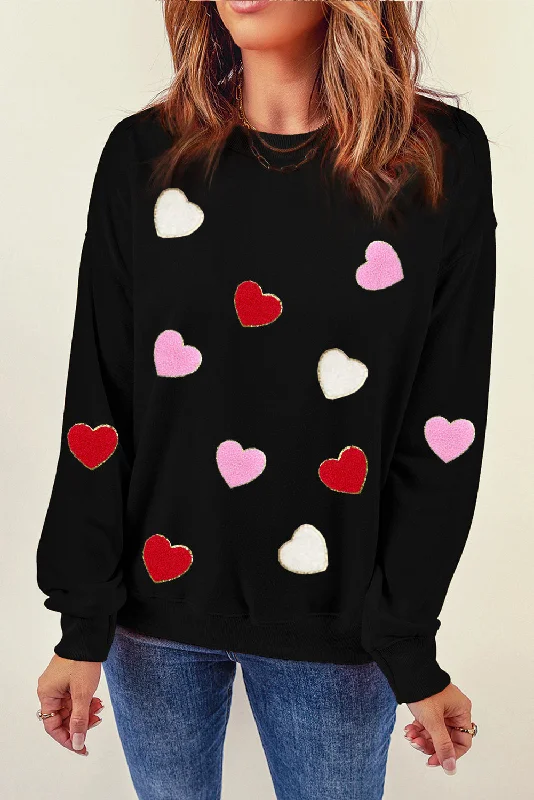Sequined Heart sweatshirt Hoodie with Snap Buttons Easy Quick