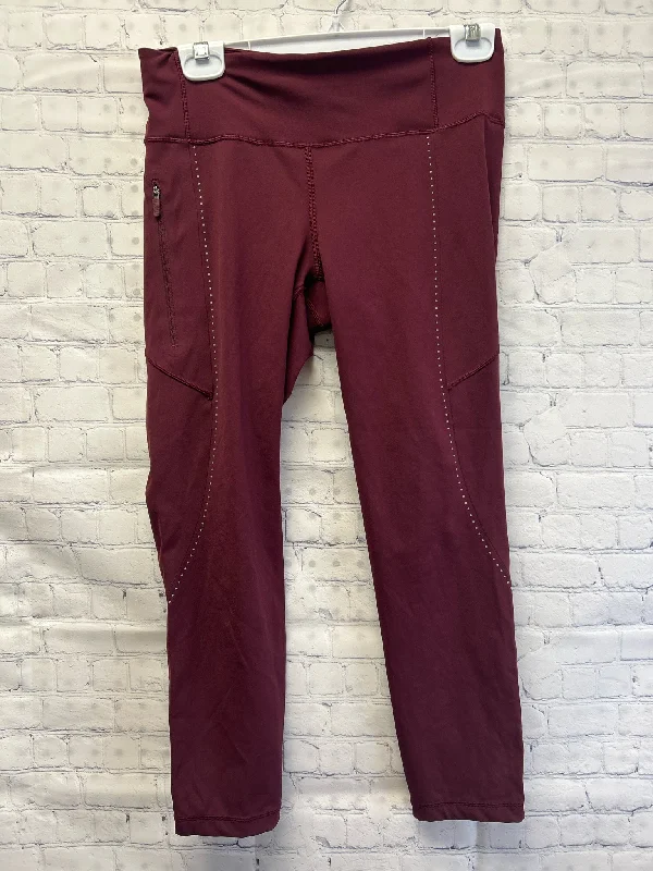 Size 6 Ladies Maroon lulu lemon Workout Leggings Trendy Color Block Leggings