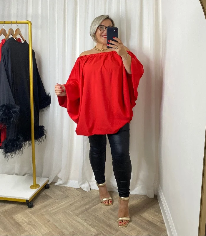 Red Extreme Oversized Top / Dress Tunics Fashionable chic