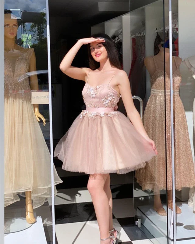 Tulle Homecoming Dresses Ruffles Spaghetti Straps Pencil Office Professional