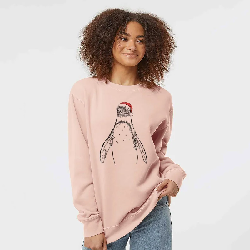 Santa Peyton the Penguin - Unisex Pigment Dyed Crew Sweatshirt Hoodie Dress Longline Feminine