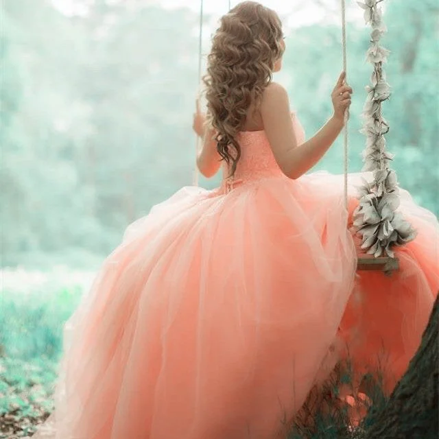 Pink Coral Lace Beading Tulle Ball Gowns Quinceanera Dresses Tunics Silk luxurious