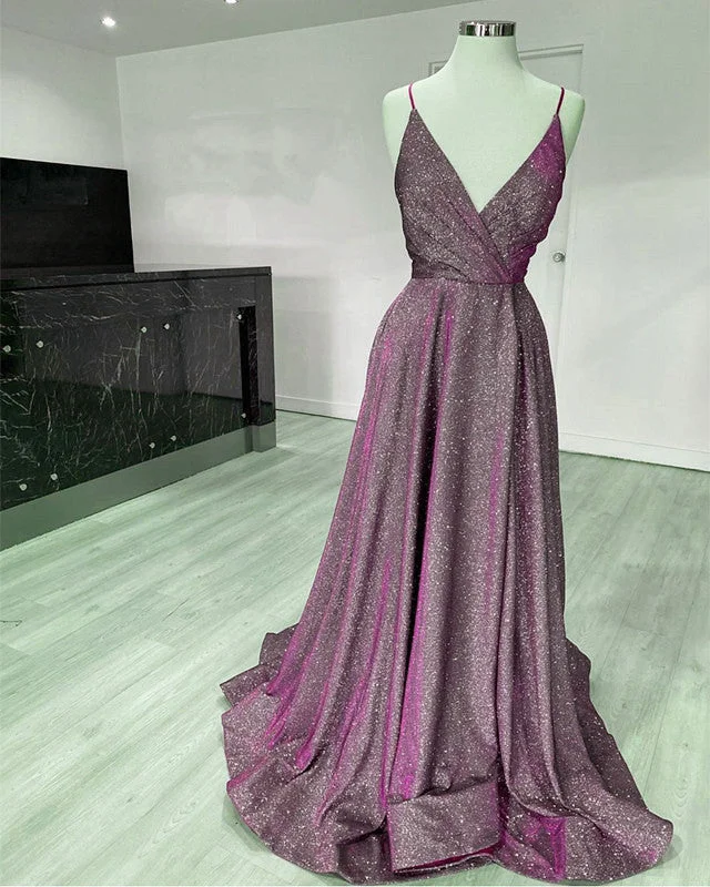 Glitter Prom Dresses V Neck Split With Straps Tunics Chinos classic