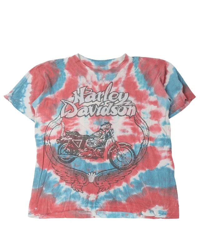 Tie Dye Harley Davidson T-Shirt-- Chenille Blend Fleece Blend Nylon Blend