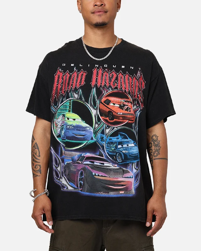 Goat Crew - Pixar Cars Delinquent Road Hazards Vintage T-Shirt Black Wash-- Houndstooth Herringbone Solid