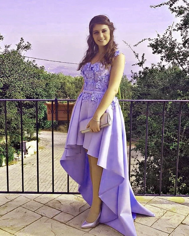 High Low Prom Dresses Lace Flowers Spaghetti Straps Tunics Gym athletic