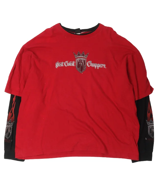 West Coast Choppers Double Layer Long Sleeve T-Shirt-- Collared Crew Neck Turtle Neck