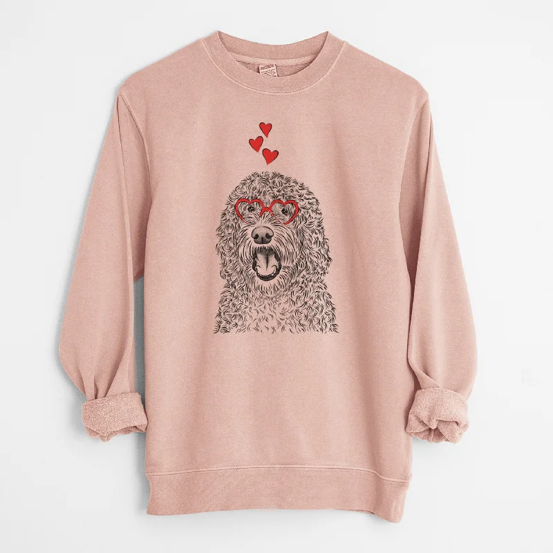 Valentine Phillip the Portuguese Water Dog - Unisex Pigment Dyed Crew Sweatshirt Hoodie with Hem Ribbing Snug Secure