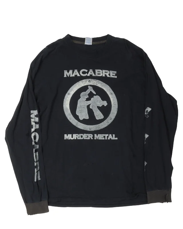 Macabre Murder Metal Long Sleeve T-Shirt-- Hooded Caped Shawl Collar