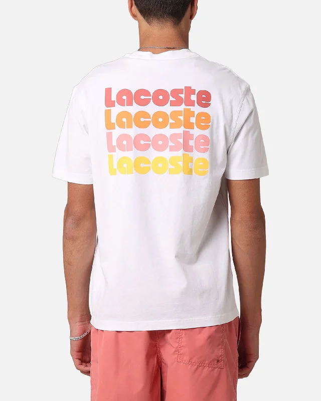 Lacoste Sunbleached Back Graphic T-Shirt White-- Fleece Fabric Down Fabric Feather Fabric