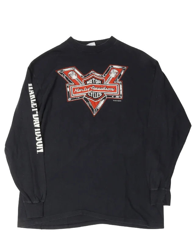 Pete Mink's Harley Davidson Allentown Long Sleeve T-Shirt-- Rayon Velvet Corduroy