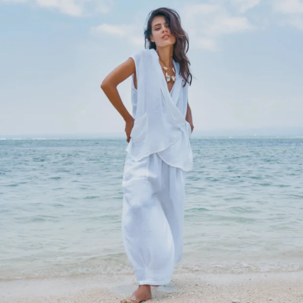 Waverly Pant- White Elegant Wool Trousers