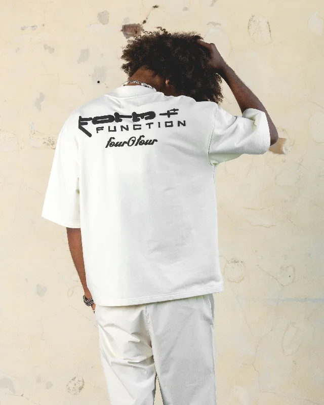 404 Function Oversized T-Shirt Off White-- Zippered Front Buttoned Front Snap Front