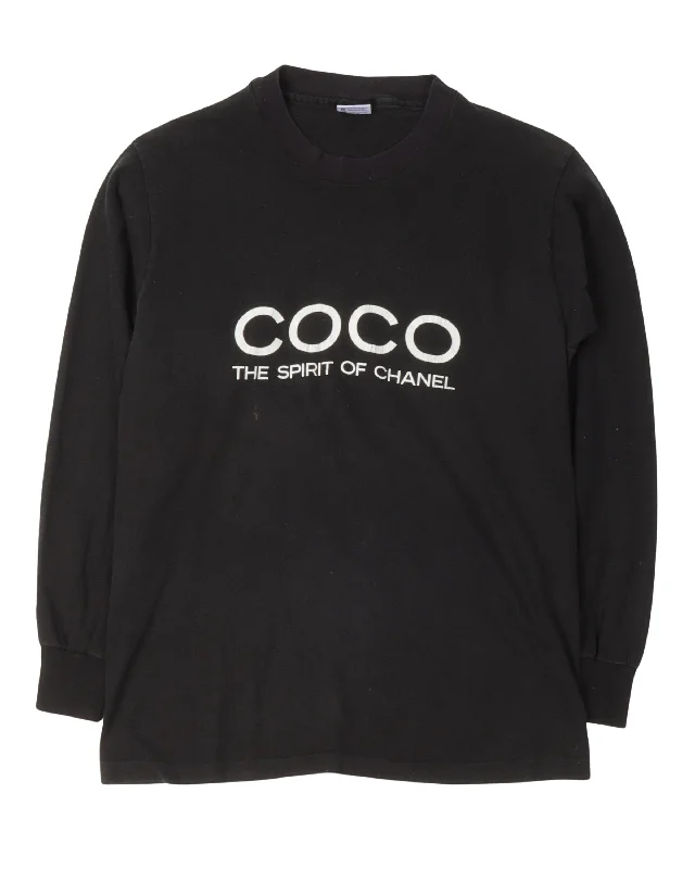 Coco The Spirit of Chanel Bootleg Long Sleeve T-Shirt-- Denim Fabric Leather Fabric Suede Fabric