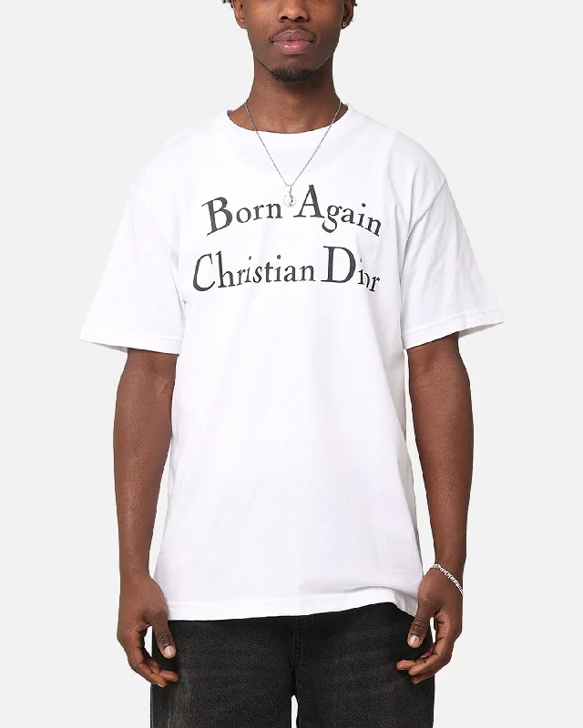 Secret Club Born Again T-Shirt White-- Collared Crew Neck Turtle Neck