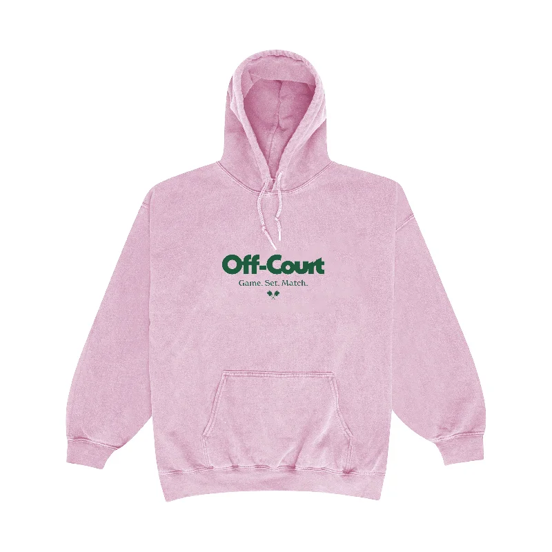 Vice 84 'Off-Court GSM' Vintage Washed Hoodie - Pink Hoodie with Hem Patch Decorative Personalized