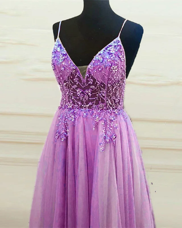 Tulle Beaded Prom Dresses V Neck Side Split Tunics Wedding white