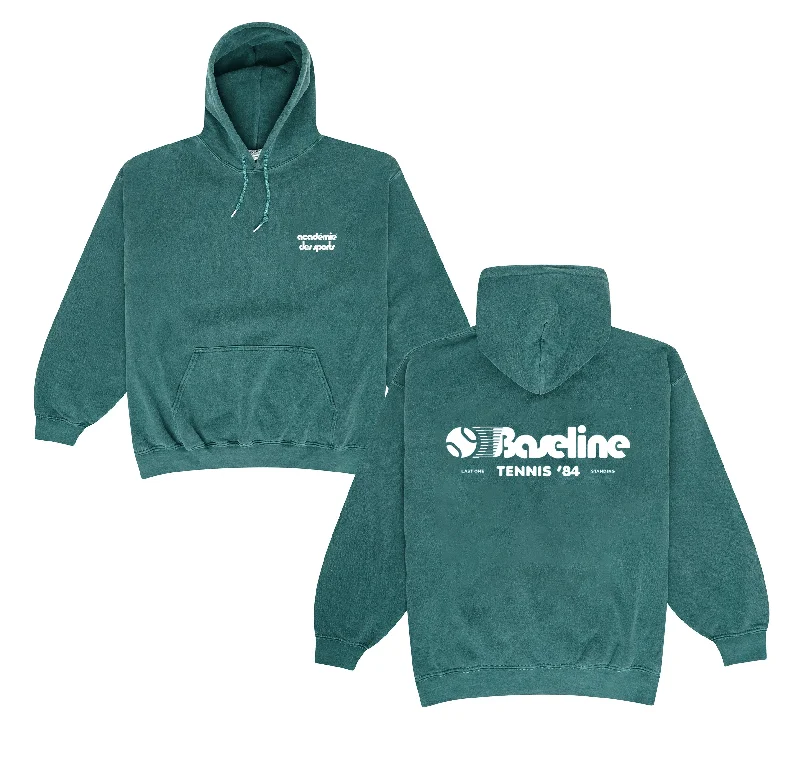 Vice 84 *10 Years Of* 'Baseline' Hoodie - Vintage Washed Green Hoodie with Hem Fringe Bohemian Relaxed