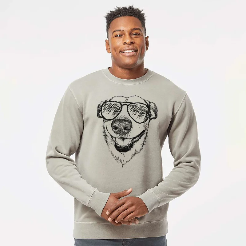 Aviator Petrah the Staffy Mix - Unisex Pigment Dyed Crew Sweatshirt Hoodie with Drawcord Adjustable Secure