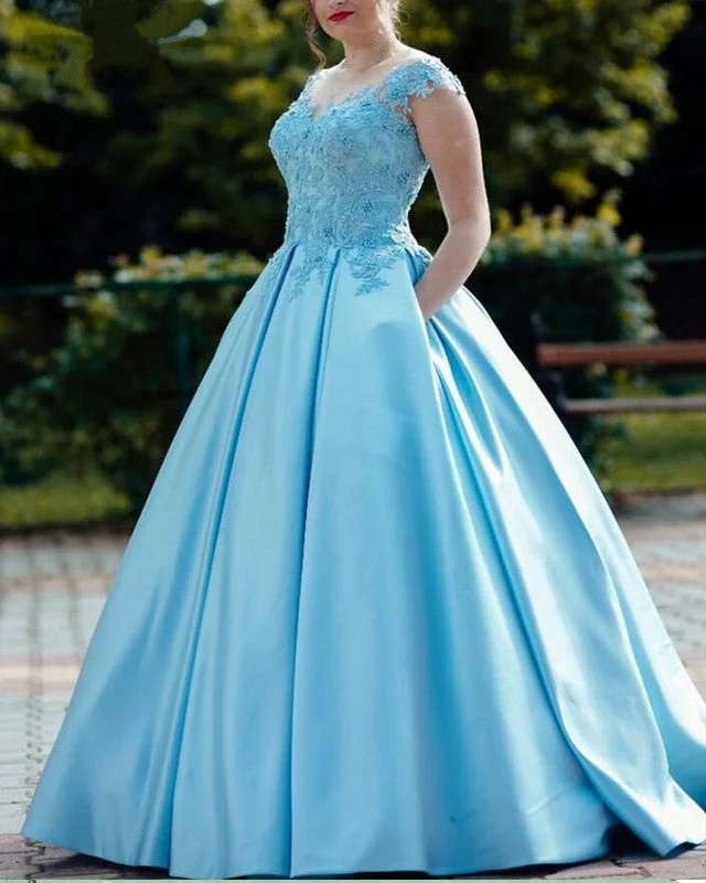 Modest Ball Gown Prom Dresses With Pockets Tunics Modern contemporary