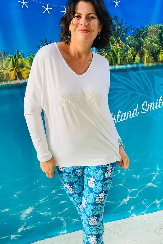 Tango Tropical Blue Leggings Casual Slim-Fit Leggings