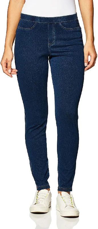 No Nonsense Women's Classic Indigo Denim Jean Leggings Trendy Color Block Leggings