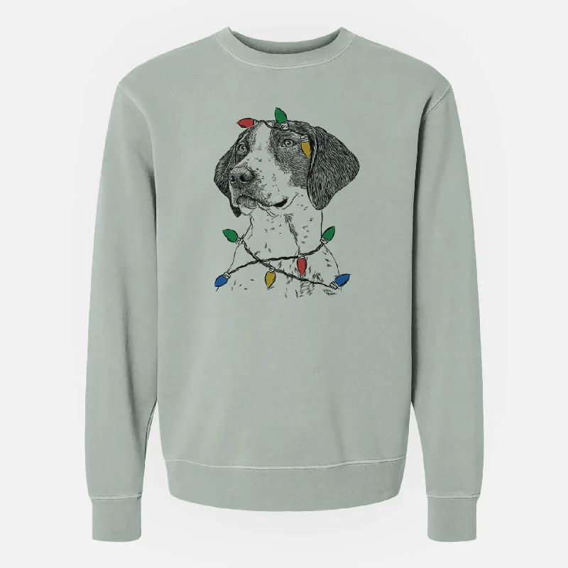 Christmas Lights Payton the Mixed Breed - Unisex Pigment Dyed Crew Sweatshirt Hoodie Sweatshirt Pullover