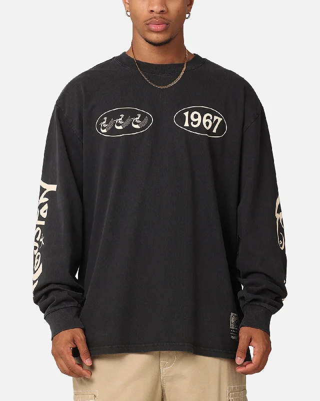 Mitchell & Ness Houston Rockets Tag Long Sleeve T-Shirt Faded Black-- Fitted T-Shirt Seamless Stretchy